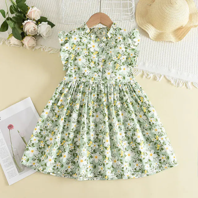 Girls Summer Floral Party Dresses for Ages 2-6Y