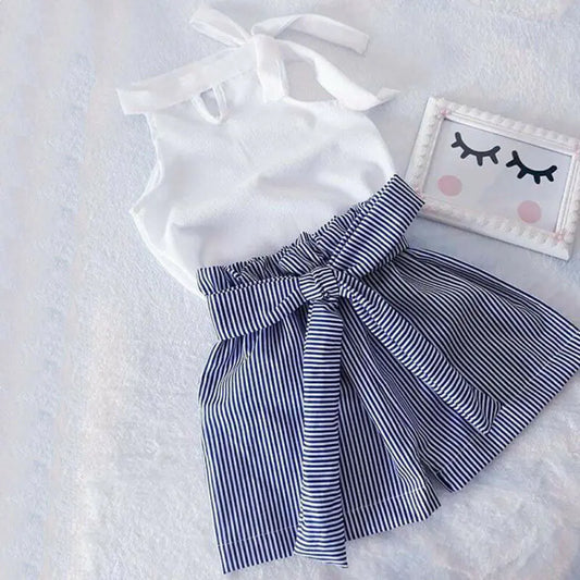 Summer Baby Girl Clothes Set: Sleeveless T-Shirt & Shorts