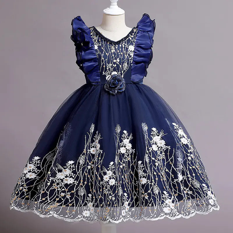 Embroidered Little Flowers Princess Dress for Girls